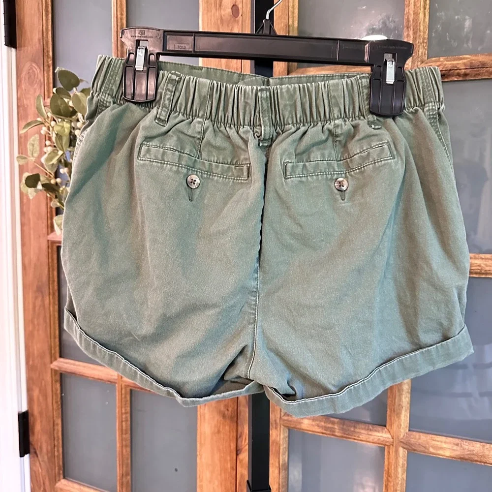Old Navy OG Chino Shorts Women Green Alpine Tundra‎ Elastic Back Earthy Small